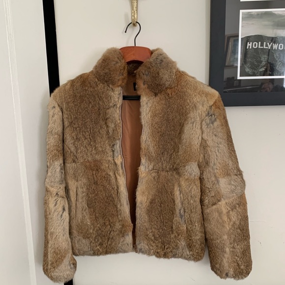 Jackets & Blazers - Vintage rabbit fur coat